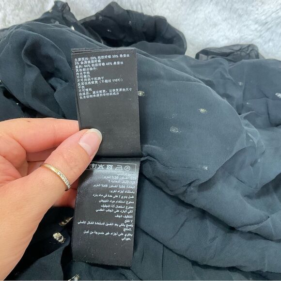 NEW Ba&sh Romy Black Silver Gathered Metallic Fil Coupe’ Maxi Dress 6 - Picture 16 of 16